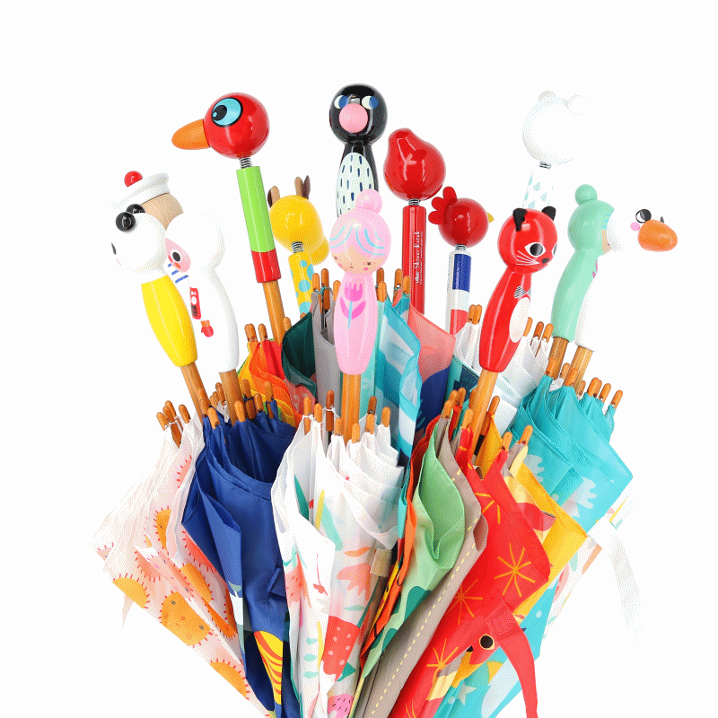 Vilac - Figürlü Ahşap Çocuk Şemsiyesi - Kırmızı Başlıklı Kız