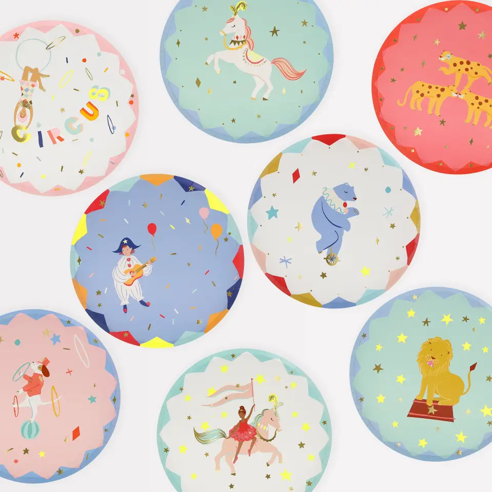 Meri Meri - Circus Side Plates - Sirk Tabaklar (M) (x8)