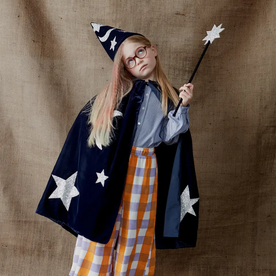 Meri Meri - Blue Velvet Wizard Costume - Mavi Büyücü Kostümü