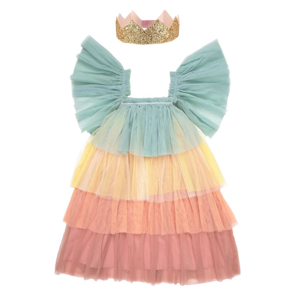 Meri Meri - Rainbow Ruffle Princess Dress-Up - 3-4 Years - Fırfırlı Gökkuşağı Elbisesi - 3-4 Yaş