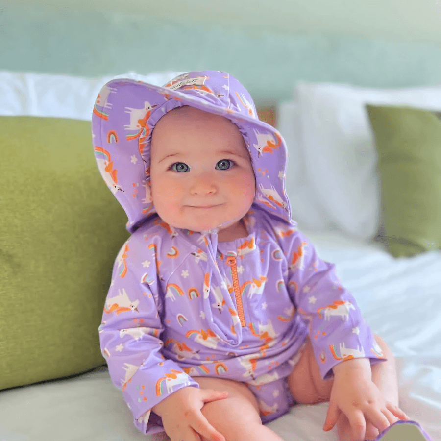 Alt Üst Kız Bebek Set - Rainbow Unicorn Lilac