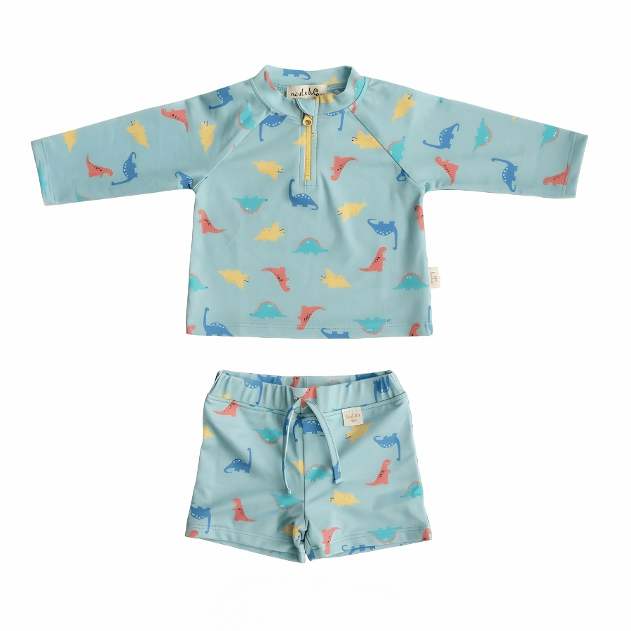 Alt Üst Erkek Bebek Set - Dinoland Mint